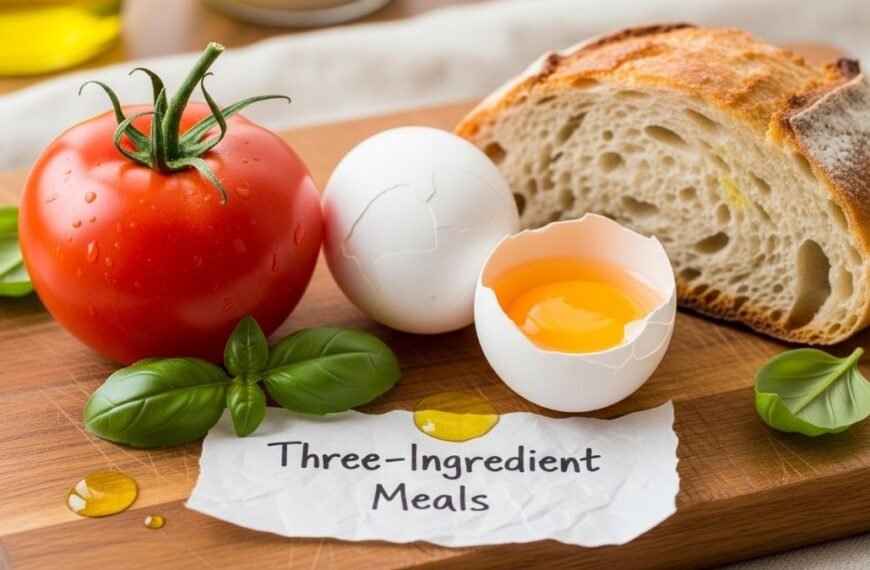 cooking only with 3 ingredients, 3 ingredient recipes, easy cooking, minimal ingredients, simple meals, quick recipes, cooking challenge.